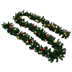 Vida XL Christmas Garland Decorated with Baubles and LED Lights 10 m