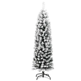 Slim Artificial Christmas Tree With Flocked Snow Green 5 Ft PVC