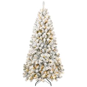 The 6-foot Pre-installed Flocked Christmas Tree Comes With 760 Memory Line Tips  -And Is Lit By 300 Warm Incandescent Lights