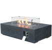 52 Inch Outdoor Concrete Propane gas rectangle Fire Pit table in Dark Gray color