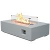 52 Inch Outdoor Concrete Propane gas rectangle Fire Pit table in Antique white color