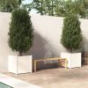 Garden Planters 2 pcs White 23.6"x23.6"x23.6" Solid Wood Pine