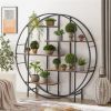 Round 5-Tier Metal Plant Stand bookcase storage rack, Indoor Living Room Terrace Garden Balcony Display Stand. Rustic Brown