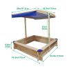 Children's Wooden Sandbox with Adjustable Canopy, Sand box with cover for Garden