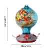 Hummingbird Feeders For Outdoors Hanging; Hand Blown Glass Hummingbird Feeder with Attractive Spiral Pattern For Garden Decor