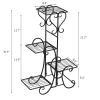 4 Potted Square Flower Metal Shelves Plant Pot Stand Decoration for Indoor Outdoor Garden Black