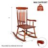 Patio Rocking Chair Solid Wood, Outdoor Porch Rocker Chair with Wooden Frame, Indoor Wooden Rocking Chair for Garden Backyard Balcony, Brown