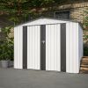 8 x 6 ft Outdoor Storage Shed, All Weather Metal Sheds with 2 Lockable Doors, Tool Shed for Garden, Backyard, Lawn,White