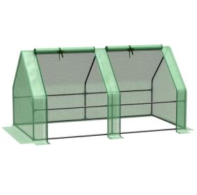 Portable Tunnel Greenhouse Outdoor Garden Mini with Large Zipper Doors & Water/UV PE Cover 6' x 3' x 3'