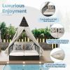 Outdoor Daybed Patio Lounge Bed with Adjustable Backrest Outdoor Double Sun Lounger with Curtains, 4 Pillows for Garden Patio Poolside Balcony Beach