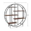 Round 5-Tier Metal Plant Stand bookcase storage rack, Indoor Living Room Terrace Garden Balcony Display Stand. Rustic Brown