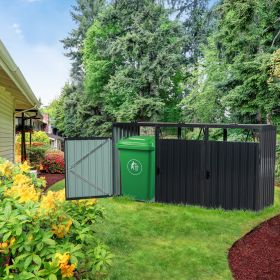 Garbage Bin Shed Stores 3 Trash Cans Metal Outdoor Bin Shed for Garbage Storage,Stainless Galvanized Steel, Bin Shed for Garden Yard Lawn W540S00009