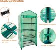 Mini Greenhouse,4 Tier Small Portable Greenhouses Kit with Caster Wheels and Roll-up Zipper PE Cover