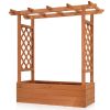 43.5*17.5*44.5 In Fir With Arched Lattice Raised Garden Bed Wooden Planting Frame Teak Color