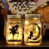 1pc, Outdoor Waterproof Fairy Solar Mason Jar Light, DIY Frosted Glass Jar Elf Decorative Light, Luminous Night Light