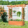 43.5*17.5*44.5 In Fir With Arched Lattice Raised Garden Bed Wooden Planting Frame Teak Color