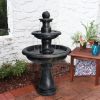 45.2inches High Concrete Outdoor Waterfall Fountain with Pump for Yard Garden Patio Backyard Deck Relaxation Decor