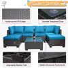 Outdoor Garden Patio Furniture 7-Piece PE Rattan Wicker Cushioned Sofa Sets and Coffee Table