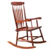 Patio Rocking Chair Solid Wood, Outdoor Porch Rocker Chair with Wooden Frame, Indoor Wooden Rocking Chair for Garden Backyard Balcony, Brown