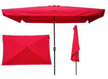 10 x 6.5ft Rectangular Patio Umbrella Outdoor Market Umbrellas with Crank and Push Button Tilt for Garden Swimming Pool Market RT