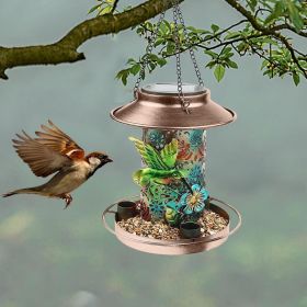 Solar Bird Feeder Hollow Waterproof Hanging Bird House With Lamps Ideas Gift For Bird Lovers Outdoor Garden Backyard Decoration