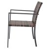 Set of 2 Stackable Outdoor Wicker Patio Dining Chairs, All-Weather Firepit Armchair with Armrests, Steel Frame for Patio Deck Garden Yard, Brown