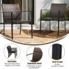 Set of 2 Stackable Outdoor Wicker Patio Dining Chairs, All-Weather Firepit Armchair with Armrests, Steel Frame for Patio Deck Garden Yard, Brown