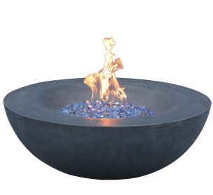 42 Inch Outdoor Concrete Propane gas Fire Pit bowl in Dark Gray color