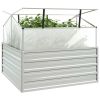 Garden Raised Bed with Greenhouse 39.4"x39.4"x33.5" Silver