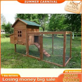 Outdoor 80'' Weatherproof Wooden Chicken Coops Nest Box Hen House Poultry Pet Hutch Garden Backyard Cage (Chicken Coop)