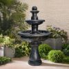 45.2inches High Concrete Outdoor Waterfall Fountain with Pump for Yard Garden Patio Backyard Deck Relaxation Decor