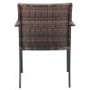 Set of 2 Stackable Outdoor Wicker Patio Dining Chairs, All-Weather Firepit Armchair with Armrests, Steel Frame for Patio Deck Garden Yard, Brown