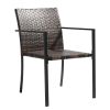 Set of 2 Stackable Outdoor Wicker Patio Dining Chairs, All-Weather Firepit Armchair with Armrests, Steel Frame for Patio Deck Garden Yard, Brown