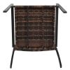 Set of 2 Stackable Outdoor Wicker Patio Dining Chairs, All-Weather Firepit Armchair with Armrests, Steel Frame for Patio Deck Garden Yard, Brown