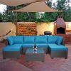 Outdoor Garden Patio Furniture 7-Piece PE Rattan Wicker Cushioned Sofa Sets and Coffee Table