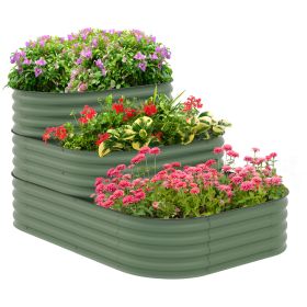 Outsunny 3-Tier Galvanized Steel Raised Garden Bed Kit, 62.25" x 43" x 32.25", 3 Combining Planter Boxes with Rubber Strip Edging