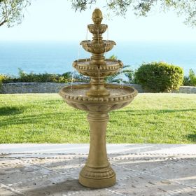 Outdoor Floor Water Fountain 66" High with LED Light 4 Tiered Decor for Garden Patio Backyard Deck Home Lawn