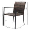 Set of 2 Stackable Outdoor Wicker Patio Dining Chairs, All-Weather Firepit Armchair with Armrests, Steel Frame for Patio Deck Garden Yard, Brown