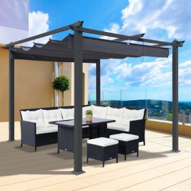 10x10 Ft Outdoor Patio Retractable Pergola With Canopy Sunshelter Pergola for Gardens,Terraces,Backyard,Gray