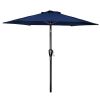 7.5ft Patio Outdoor Table Market Yard Umbrella with Push Button Tilt/Crank, 6 Sturdy Ribs for Garden, Deck, Backyard, Pool, Dark Blue