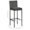 Garden Bar Stools with Cushions 4 pcs Gray Poly Rattan