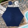 7.5ft Patio Outdoor Table Market Yard Umbrella with Push Button Tilt/Crank, 6 Sturdy Ribs for Garden, Deck, Backyard, Pool, Dark Blue