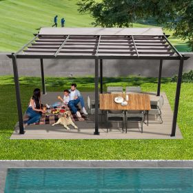 11 X 16 FT Outdoor Living Outdoor Retractable Pergola with Weather-Resistant Canopy Aluminum Garden Pergola Patio Grill Gazebo for Courtyard -Dark Gra