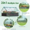 6x3x1ft Galvanized Raised Garden Bed with Cover Metal Planter Box Kit, w/ 2 Large Screen Windows Mini Greenhouse 20pcs T Tags