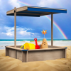 Children's Wooden Sandbox with Adjustable Canopy, Sand box with cover for Garden