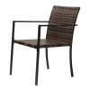 Set of 2 Stackable Outdoor Wicker Patio Dining Chairs, All-Weather Firepit Armchair with Armrests, Steel Frame for Patio Deck Garden Yard, Brown