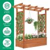 43.5*17.5*44.5 In Fir With Arched Lattice Raised Garden Bed Wooden Planting Frame Teak Color