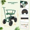 Rolling Garden Cart with Height Adjustable Swivel Seat and Storage Basket