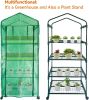 Mini Greenhouse,4 Tier Small Portable Greenhouses Kit with Caster Wheels and Roll-up Zipper PE Cover