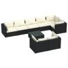 9 Piece Garden Lounge Set with Cushions Black Poly Rattan